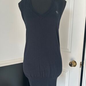 Original Penguin Black Knit Long V-Neck Vest Size M